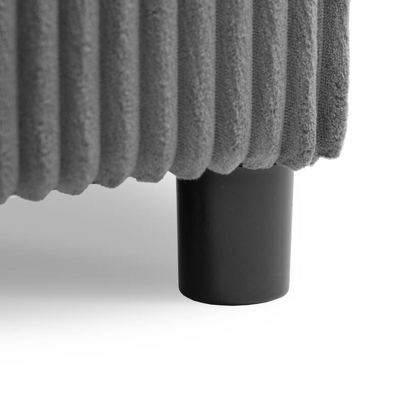 Corduroy Sectional Sofa With Bluetooth Speakers,L Shaped Couch With Console,Usb Charger,Cup Holders,Storage,Ottoman