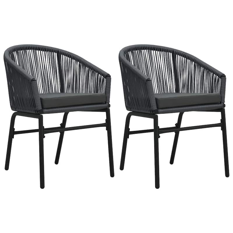 vidaXL Patio Chairs 2 Pcs Wicker Patio Dining Chair with Cushion PE Rattan - Grey