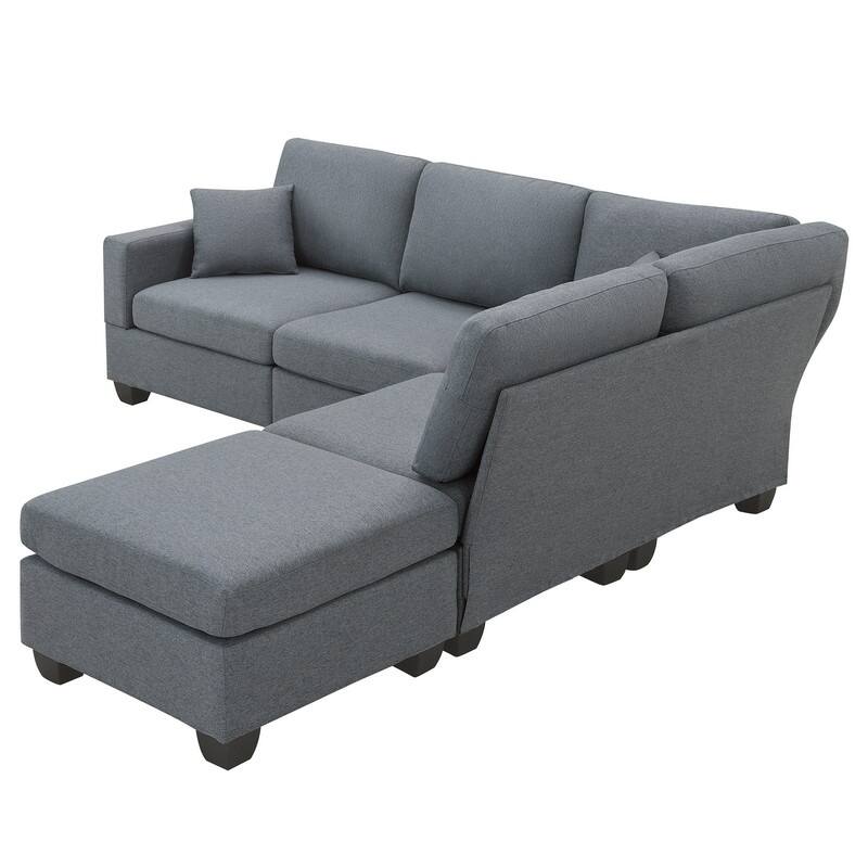 Modular Sectional Sofa 5Seat Couch, LShape Linen Corner Sofa Set