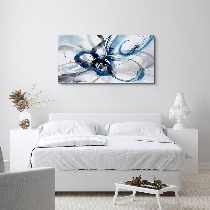 Abstract Wall Art - Blue and White Pictures Wall Decor