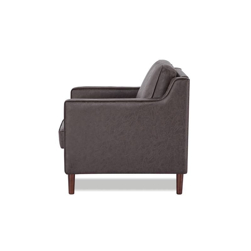 Artdeco Home - Sedona Modern Accent Chair, Faux Linen / Vegan Leather Armchair