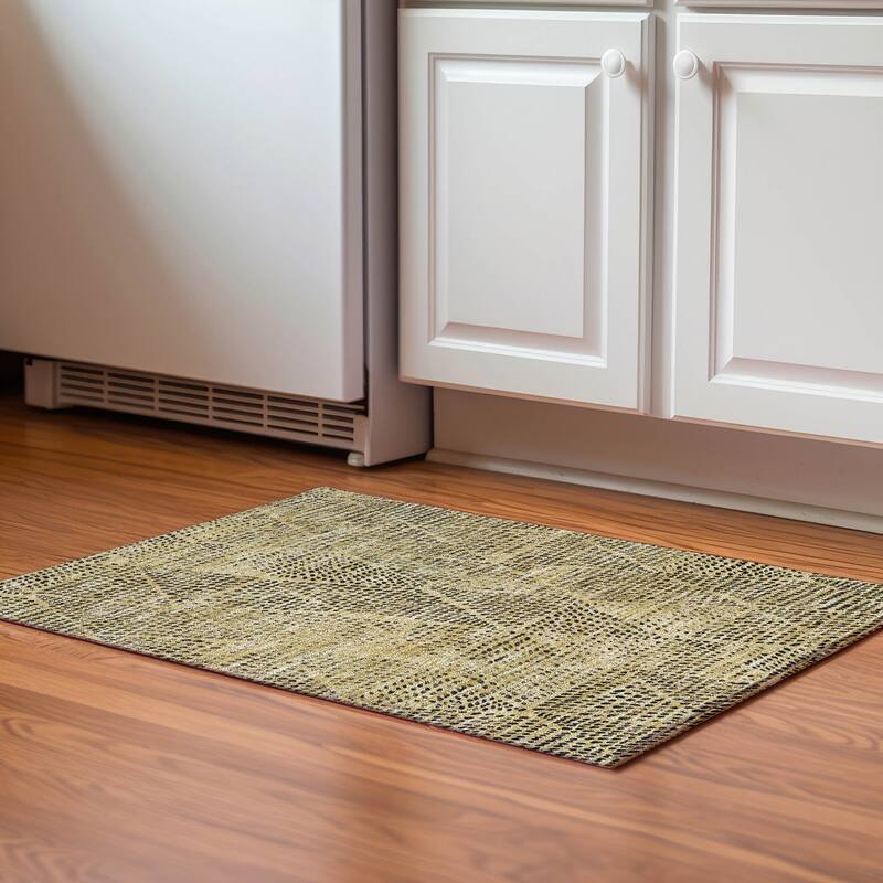 Premium Washable Super Soft Diamond Modern Mayfield Rug - Gold - 1' 8" x 2' 6" - Rectangle