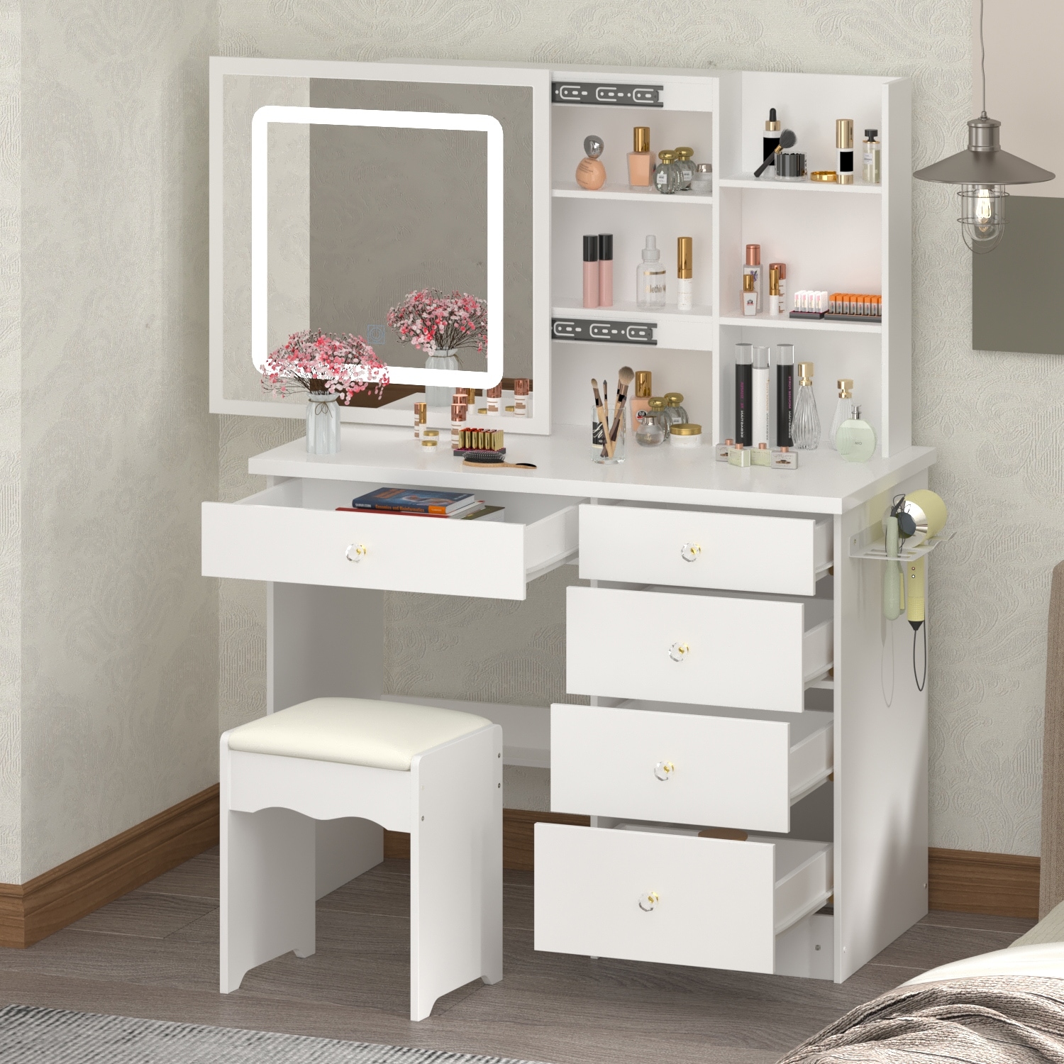 Eclife Makeup Vanity Desk Set with Drawers Storage Dresser Dressing Table  for Bedroom - Bed Bath & Beyond - 37259251