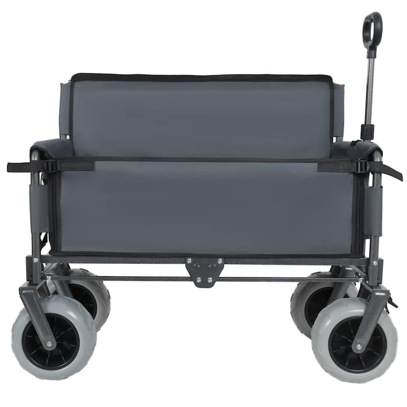 3-In-1 Folding Wagon With Bench Seat-500lbs Capacity,9"X4" Beach Tires For Camping & Beach
