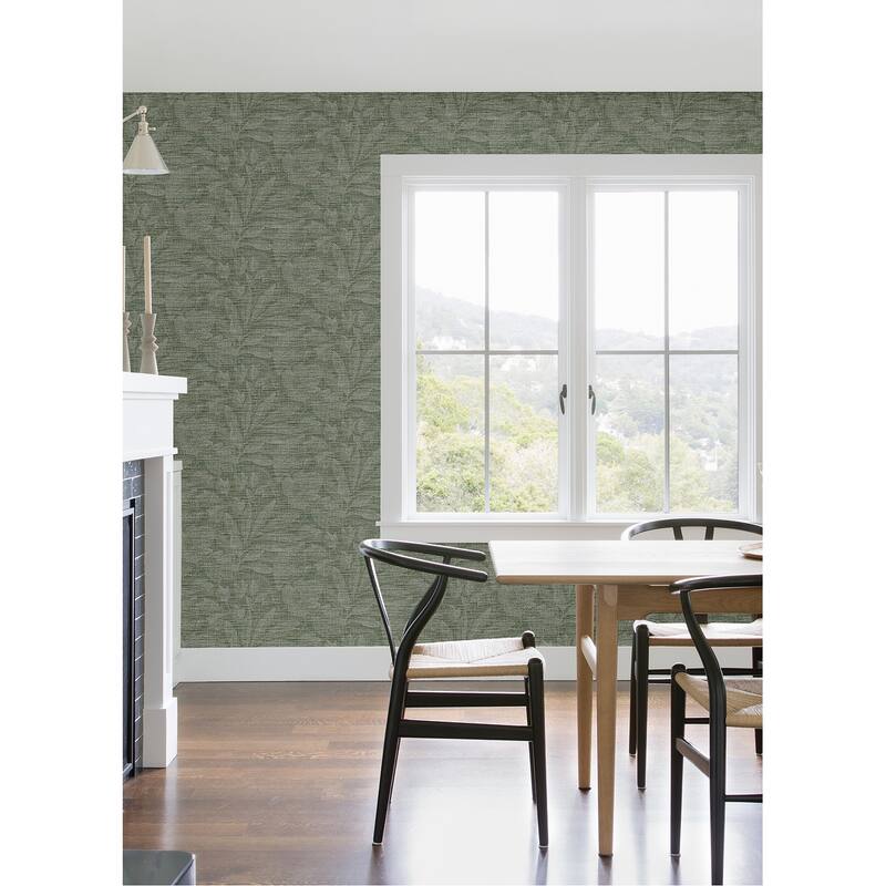A-Street Prints Lei Jade Leaf Wallpaper