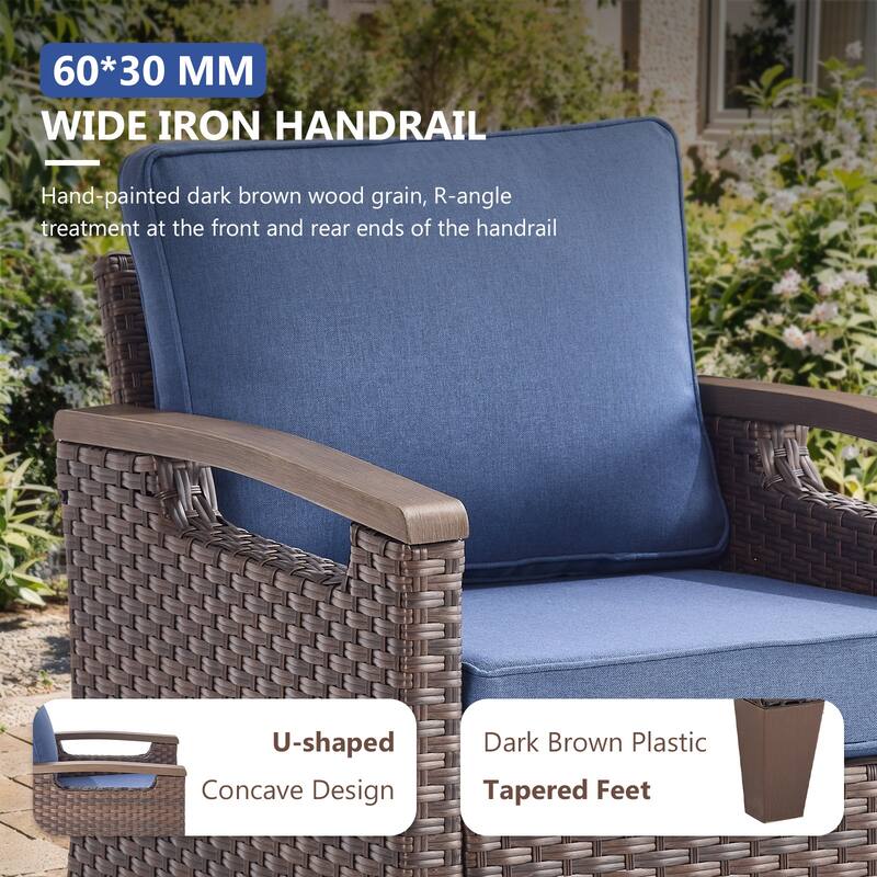 Gymojoy Wicker Patio Chairs Set of Two with Olefin Cushions Water-Resistant