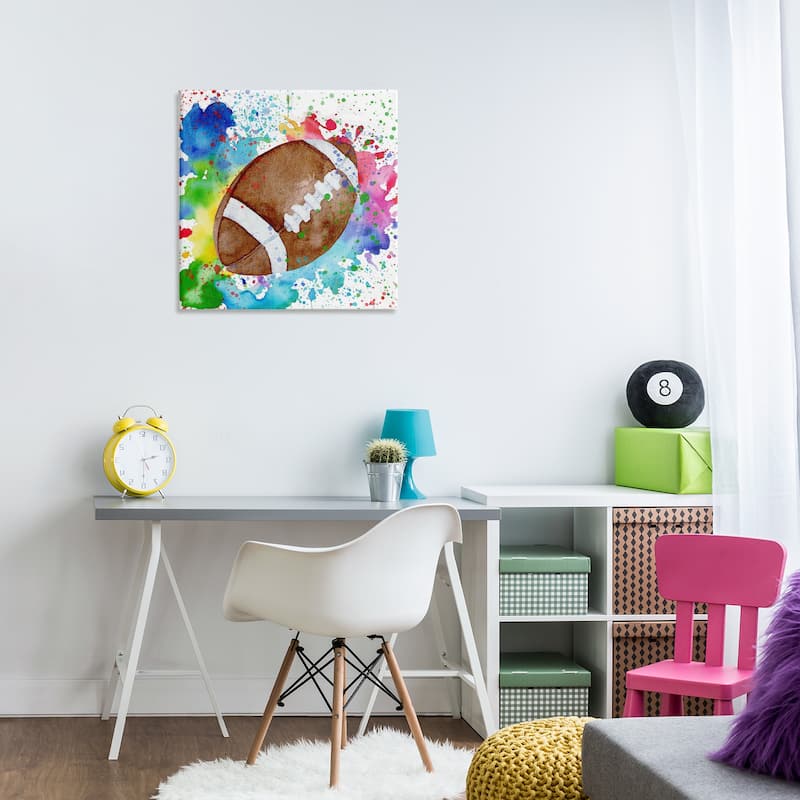 Stupell Vivid Splash & Football Canvas Wall Art Design By Kim Allen