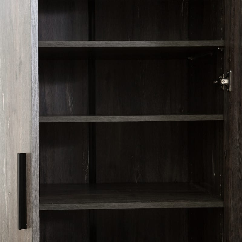 Mia Farmhouse Shoe Cabinet with Six Shelves in Rustic Gray