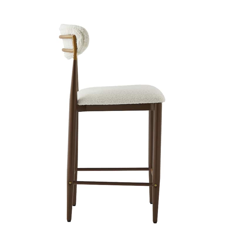 Christopher Knight Home - Livia Armless Bar Stool Set of 2 - Modern Fabric Upholstery with Sleek Black and Gold Metal Frame