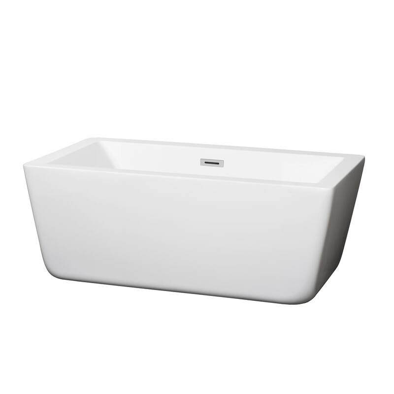 Wyndham Collection Laura 59" Free Standing Acrylic Soaking Tub with - White / Polished Chrome Trim