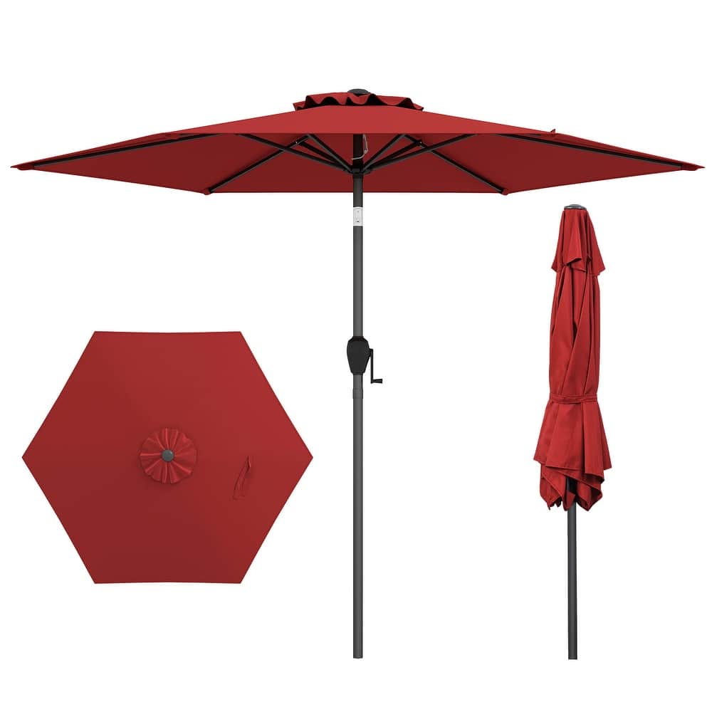 Gymax 7.5 ft Patio Umbrella Outdoor Heavy Duty Market Umbrella w/ Push