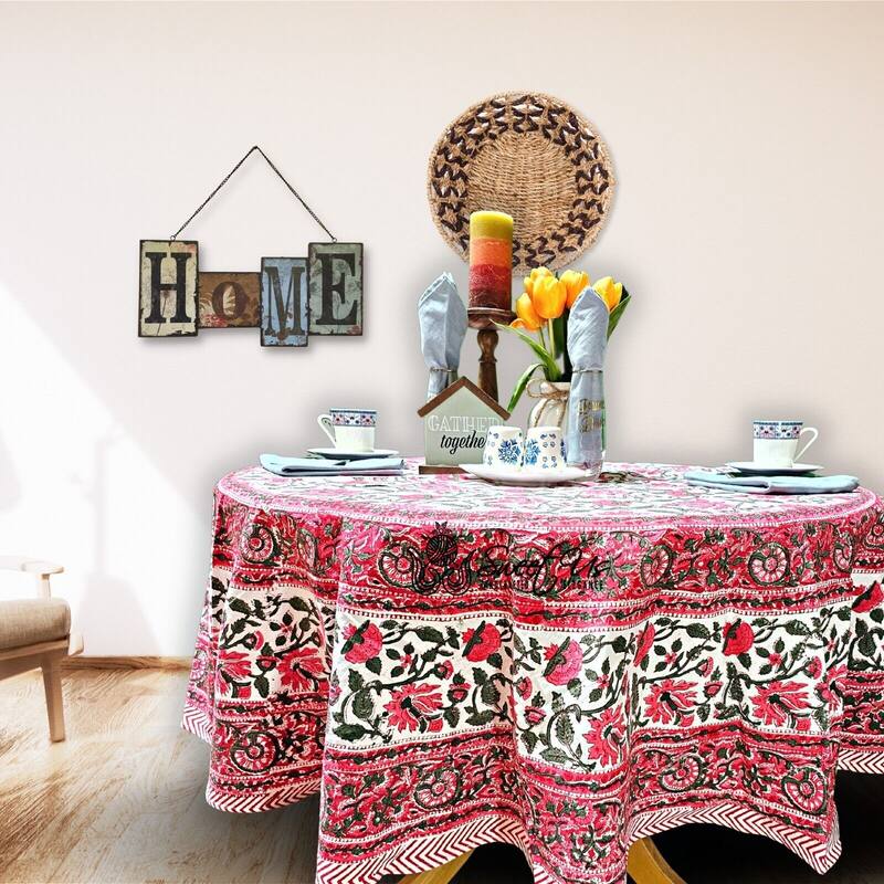 Romantic Floral Block Print Tablecloth Collection
