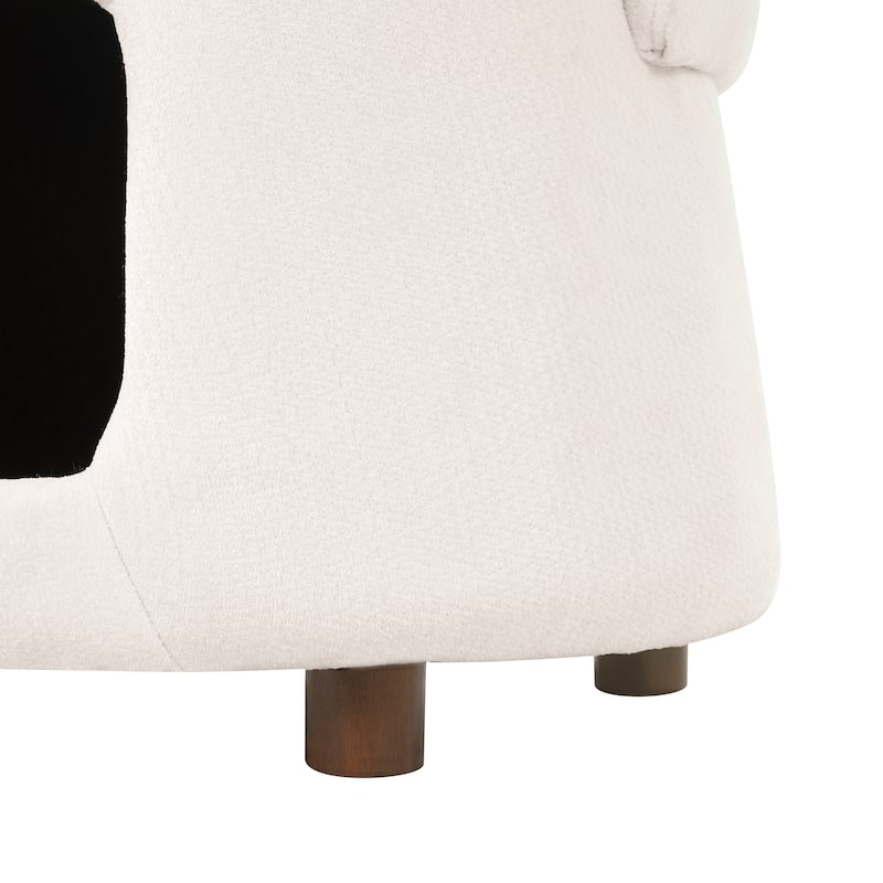 Christopher Knight Home - Modern 2-in-1 Acacia Upholstered Accent Chair with Hidden Pet-Friendly Nook & Convertible Storage Seat