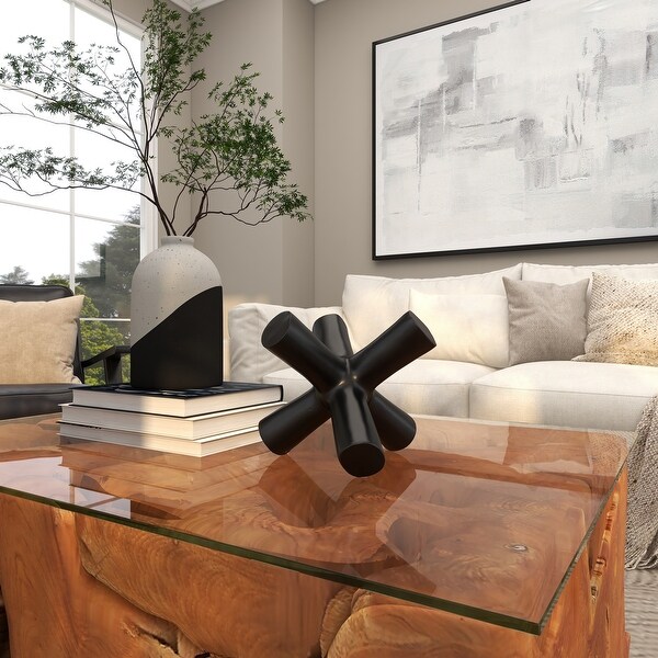 Black Aluminum Metal Abstract Jack Decorative Sculpture - Bed Bath