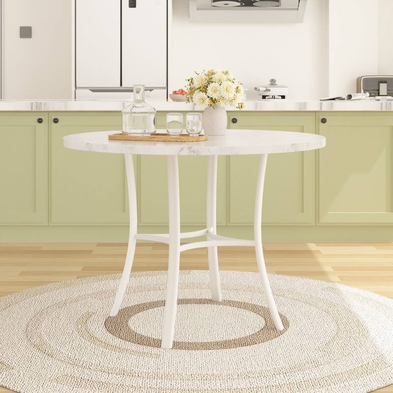 VECELO 36 Inch Round Dining Table for 4 with 400lbs Capacity Sturdy Curved Legs for Kitchen & Dining Room