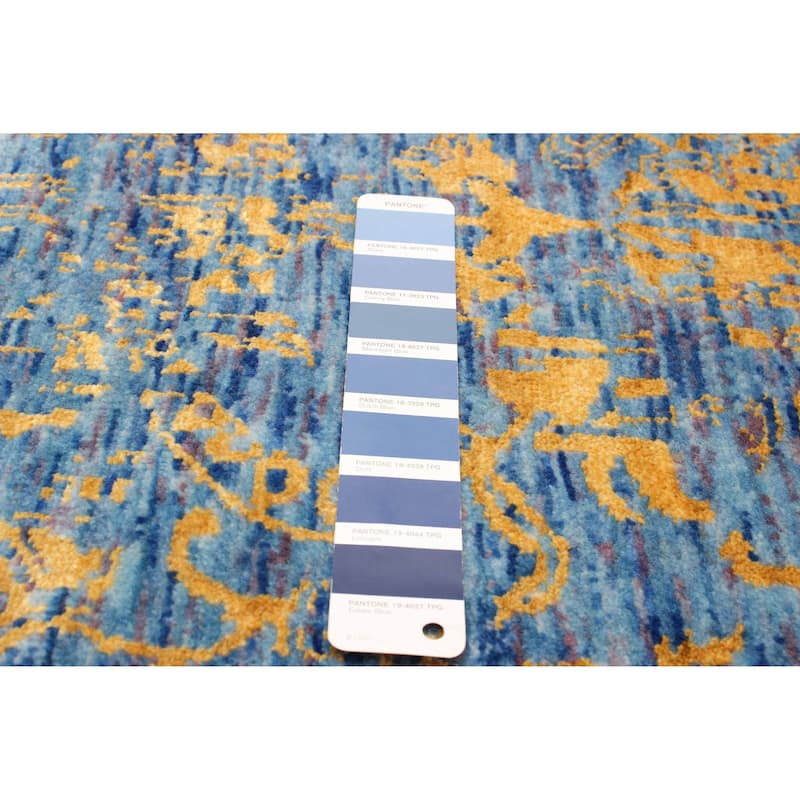 ECARPETGALLERY Hand-knotted Heritage Blue Silk, Wool Rug - 2' 7" x 17' 10"