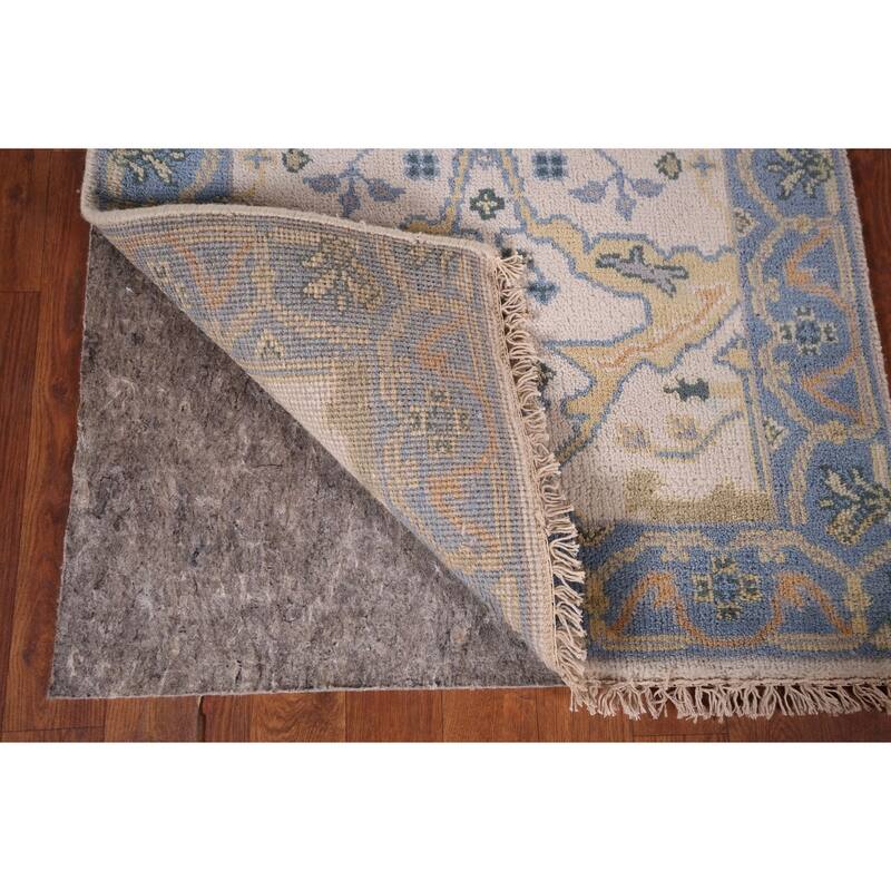 Ivory & Blue Oushak Oriental Runner Rug Handmade Wool Carpet - 2'6"x 7'9"