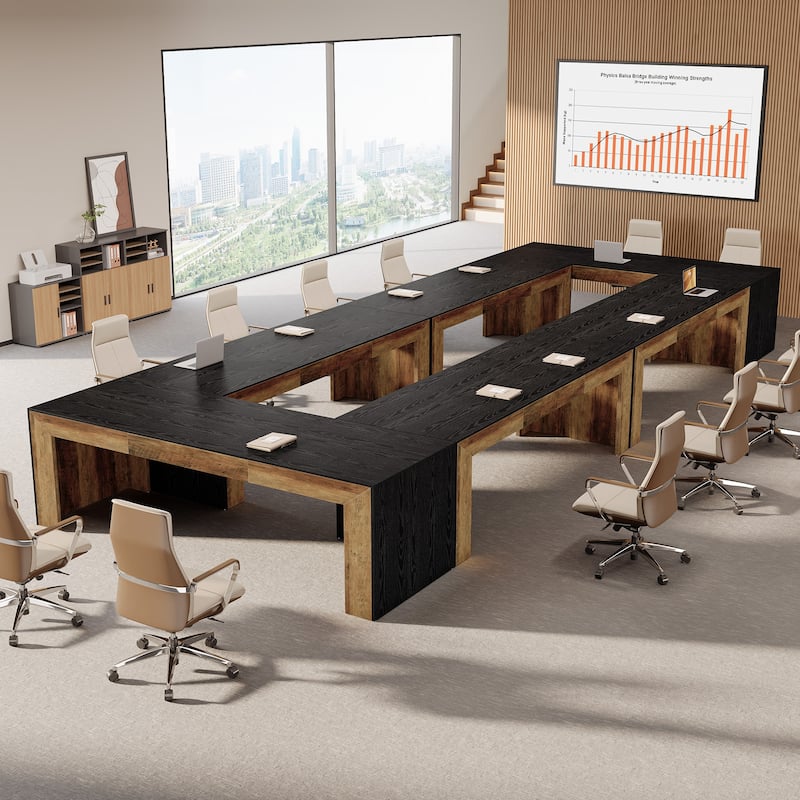 78.7" Conference Table, Wood Office Meeting Table, Boardroom Seminar Business