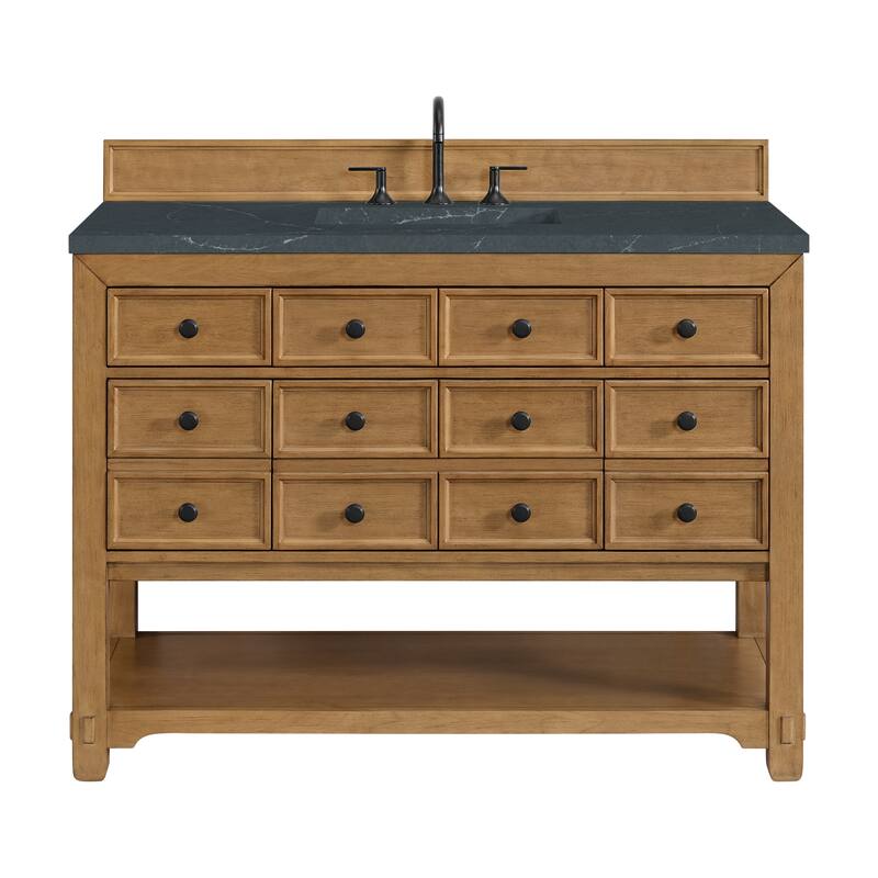 Malibu 48" Single Vanity, Amber Birch - Charcoal Soapstone