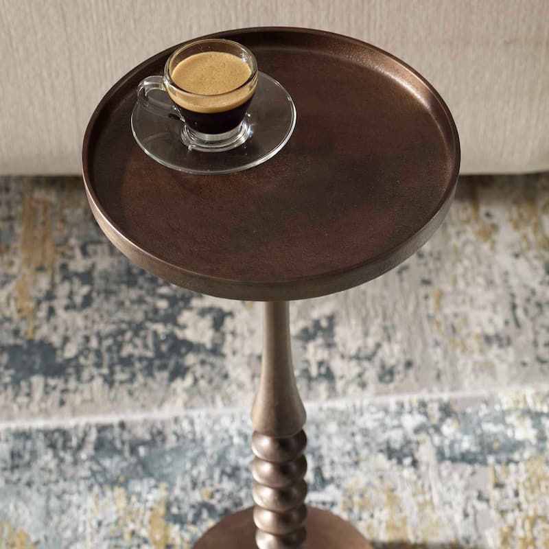 Strick & Bolton Bronze Antique Aluminum Iron Round Accent Table