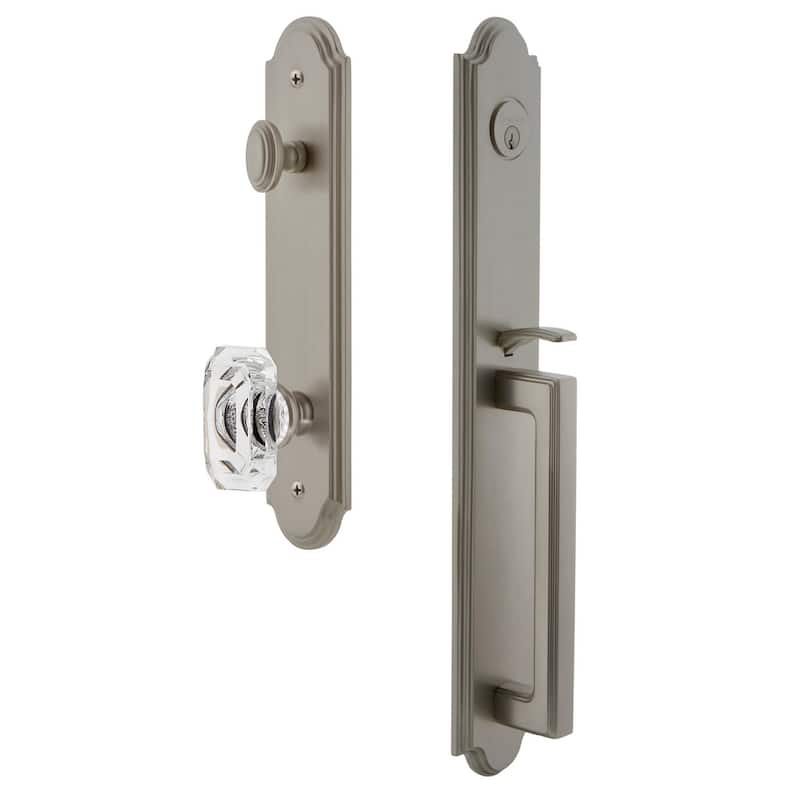 Grandeur Arc Solid Brass Rose Keyed Entry Single Cylinder Full Plate - Satin Nickel