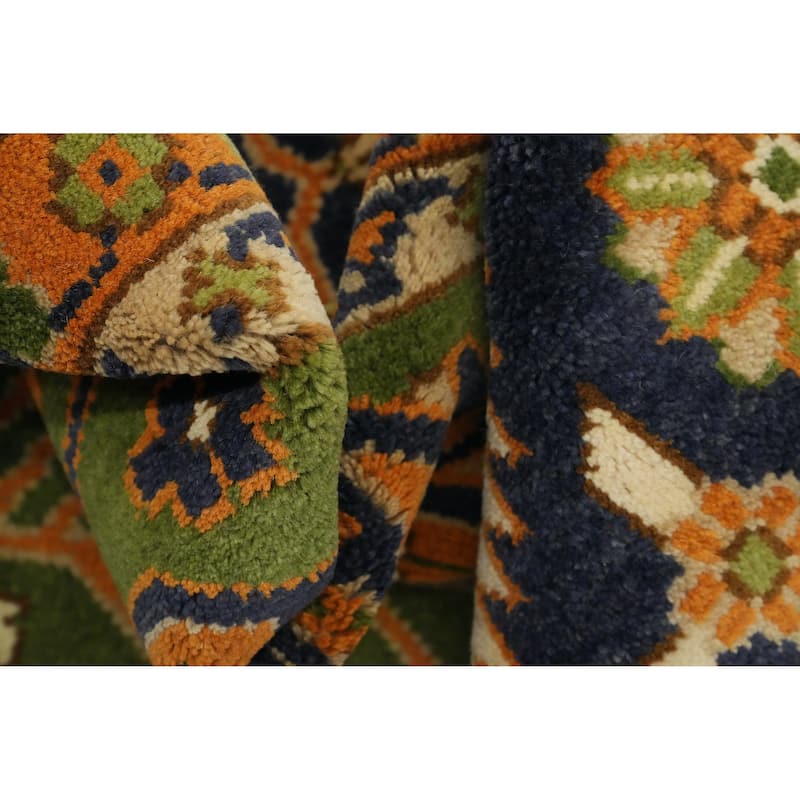 Hand Knotted Oriental 100% Wool Carpet Transitional All-Over Green Oushak Area Rug - 14' 10'' X 11' 9''