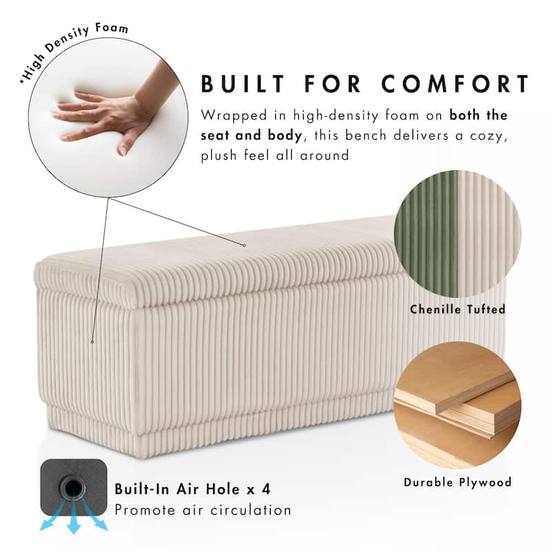 Furniture of America Elyndra Modern Rectangular 48-inch Chenille Storage Bench