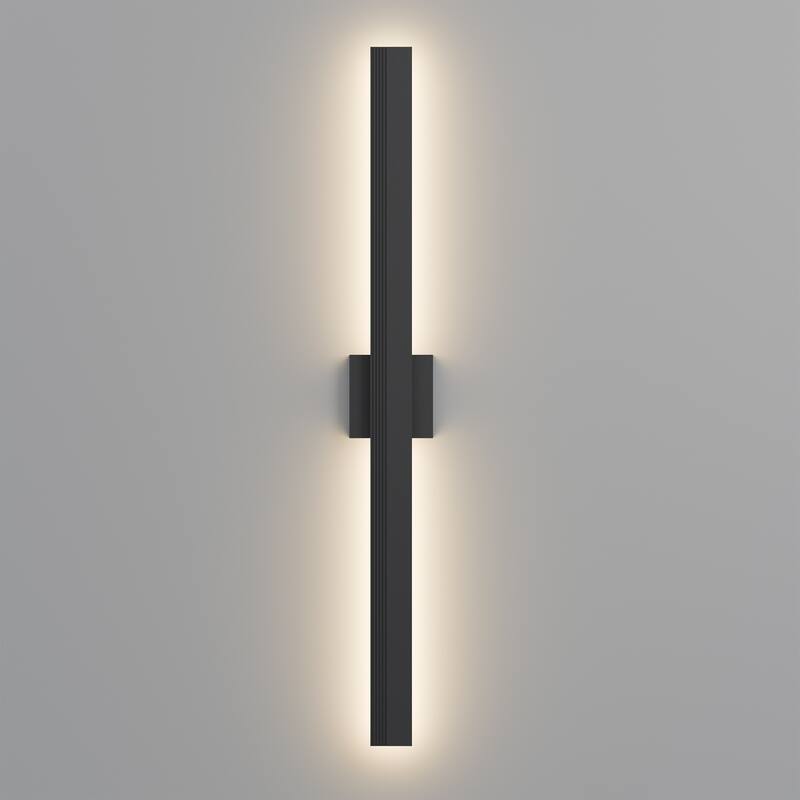 Aluminum LED Outdoor Wall Lights Matte Black with Linear Texture