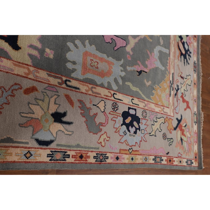 Gray Oushak Oriental Area Rug Handmade Bedroom Wool Carpet - 8'11"x 11'9"