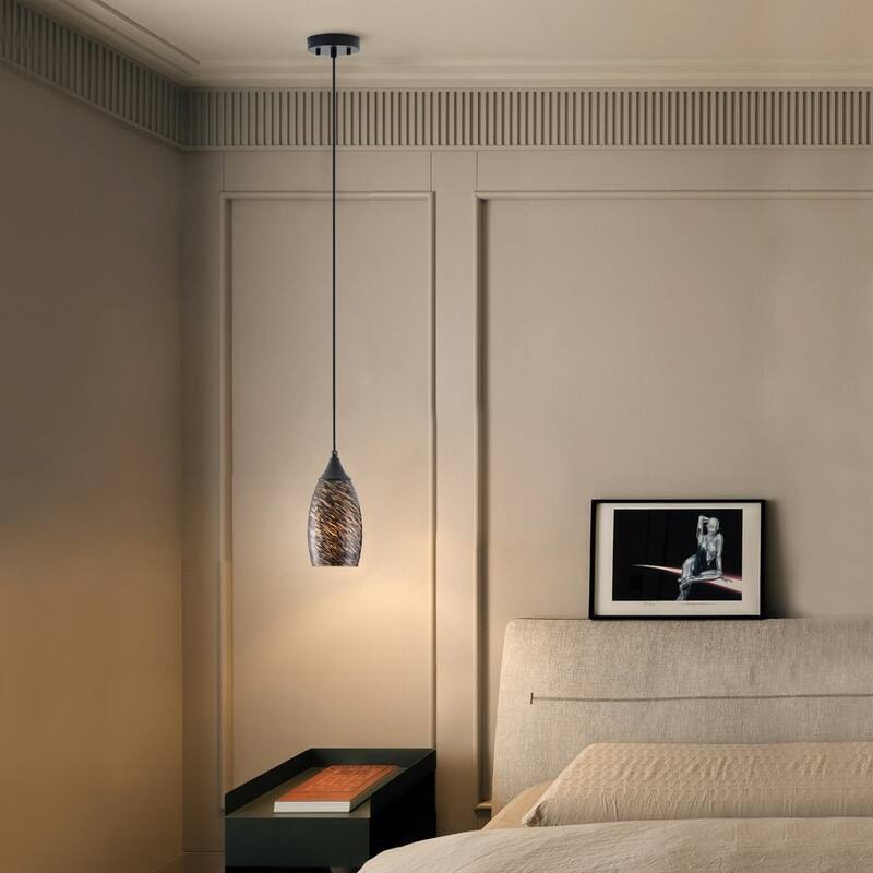 Black Metal and Glass Pendant Light for Kitchen Island Dining Room