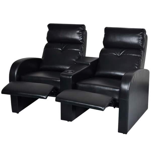 Vidaxl 2 Seater Home Theater Recliner Sofa Black Faux Leather Vidaxl 2 Seater Home Theater