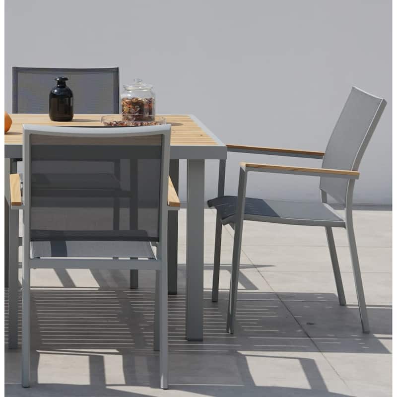 Catania Grey Seagull 11-Piece Aluminum Outdoor Dining Set with Sling Set in Pewter - N/A