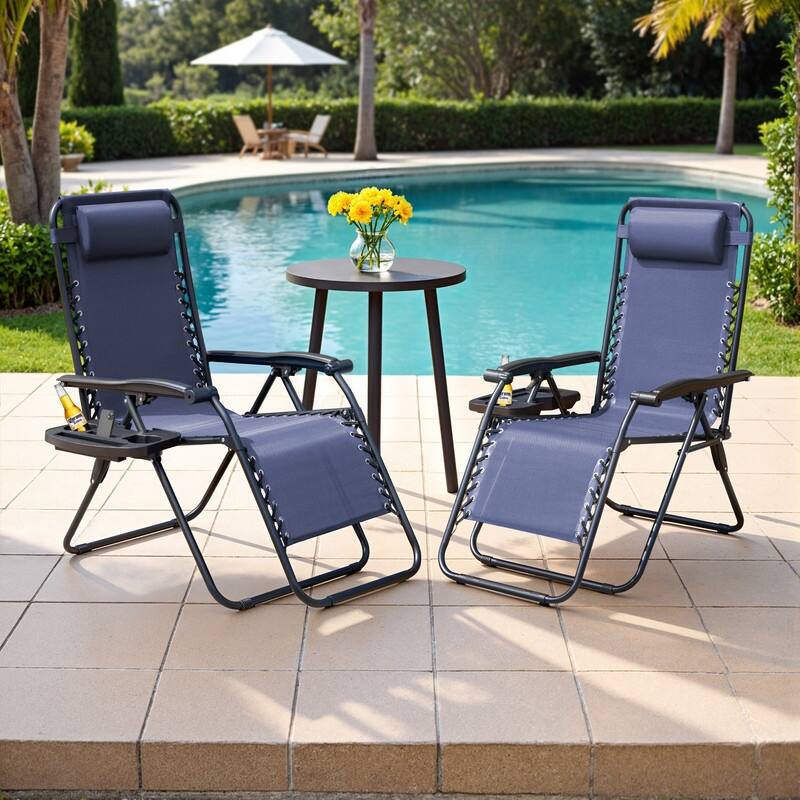 Homall Patio Zero Gravity Chair Lawn Lounge Chair with Pillow Set of 2 - Blue