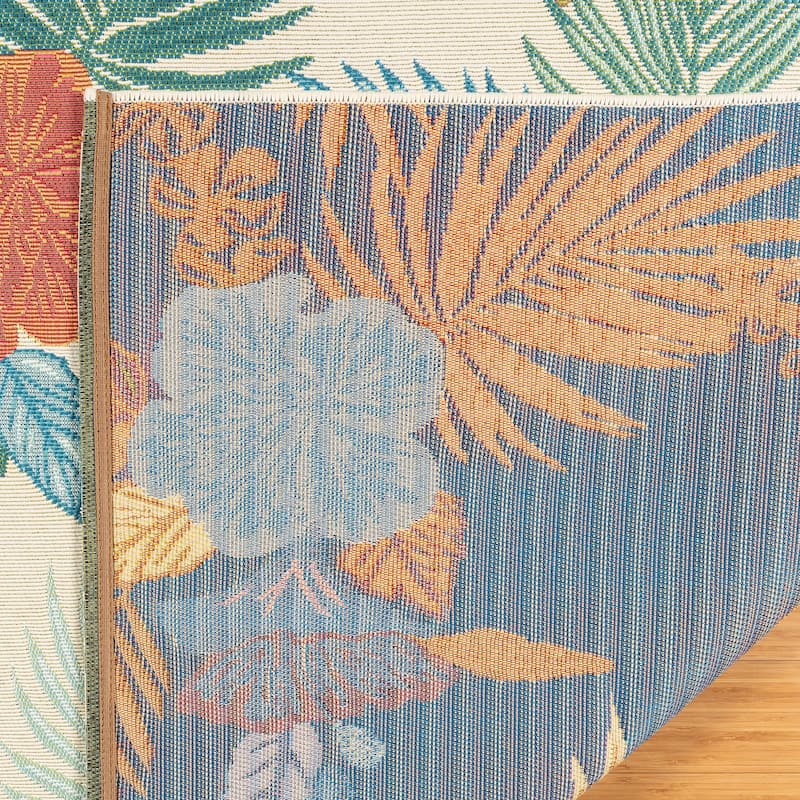 Reyn Spooner Fresco Laka Ivory/Blue/Yellow Floral Lei Flatweave Indoor/ Outdoor Area Rug