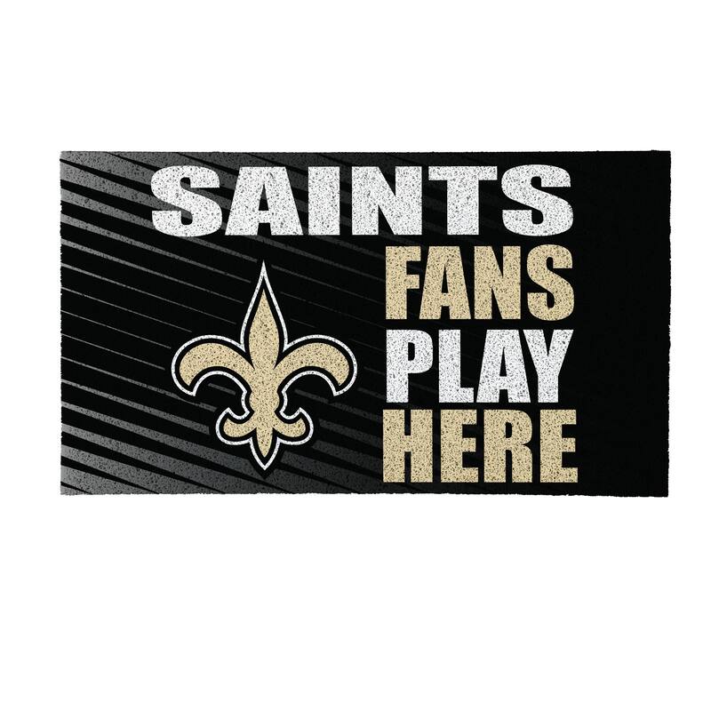 28 in. x 16 in. New Orleans Saints "Fans Play Here" PVC Door Mat