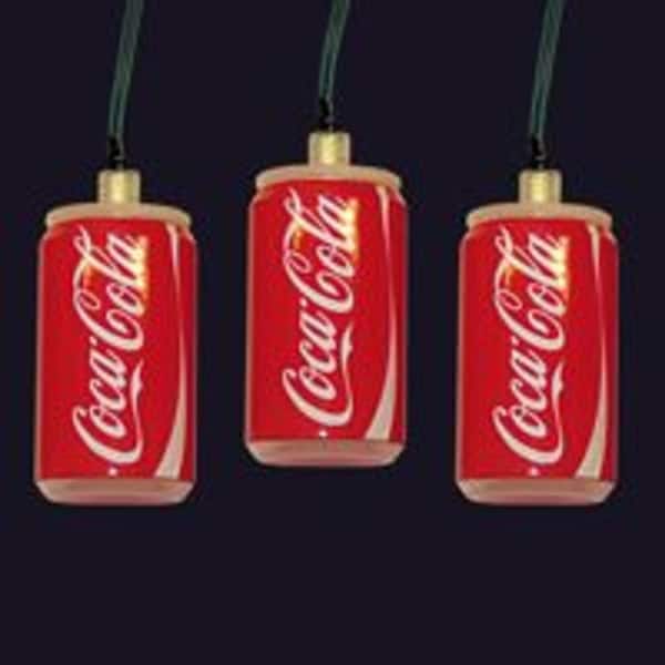 Set of 60 Battery Operated CocaCola Can LED Christmas Lights Green