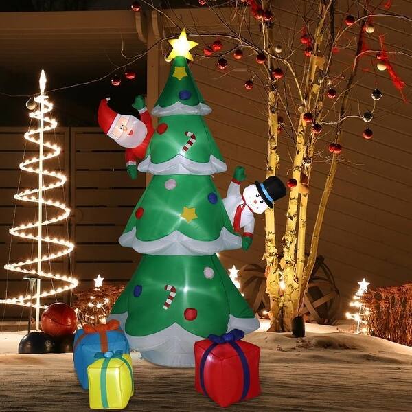 8Foot LED Light Christmas Inflatable Tree with Gift Boxes Green