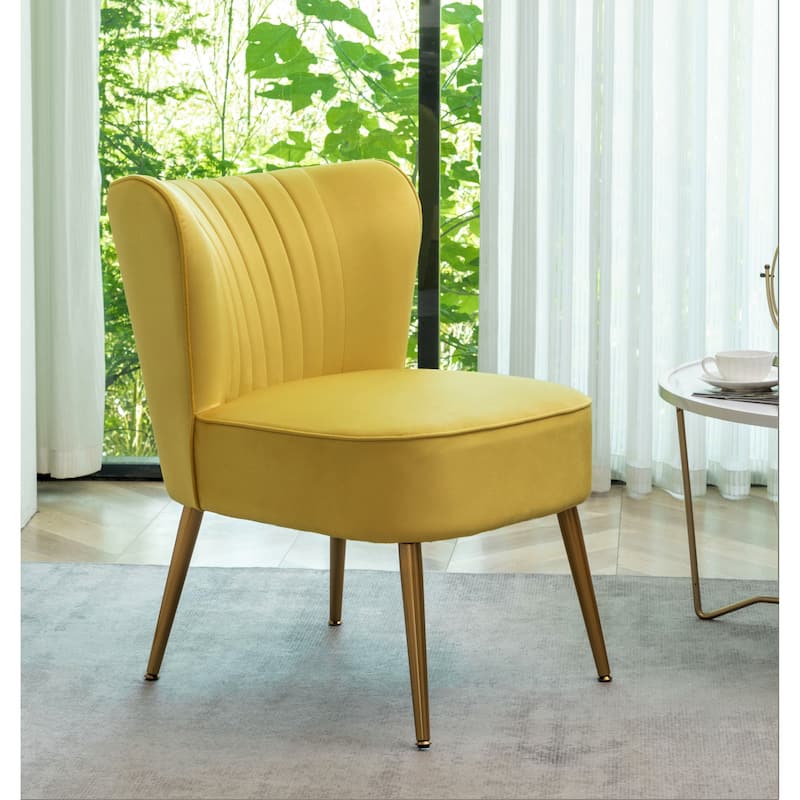 Sauter 23.2" Wide Mid-Century Modern Microfiber Accent Chair with Metal Leg - Yellow