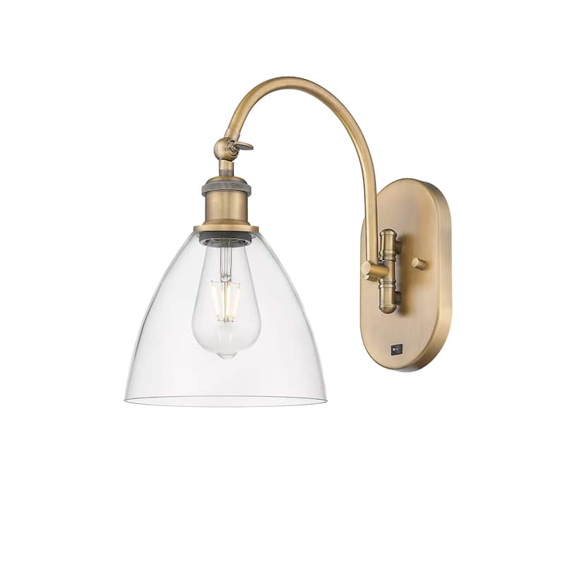 Innovations Lighting Ballston Bristol Glass - 1 Light 8" Sconce - Arm Swivels Side To Side - Clear/Brushed Brass