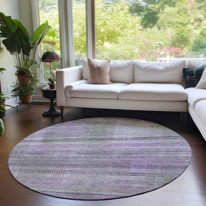 Machine Washable Indoor/ Outdoor Chantille Contemporary Imprints Rug