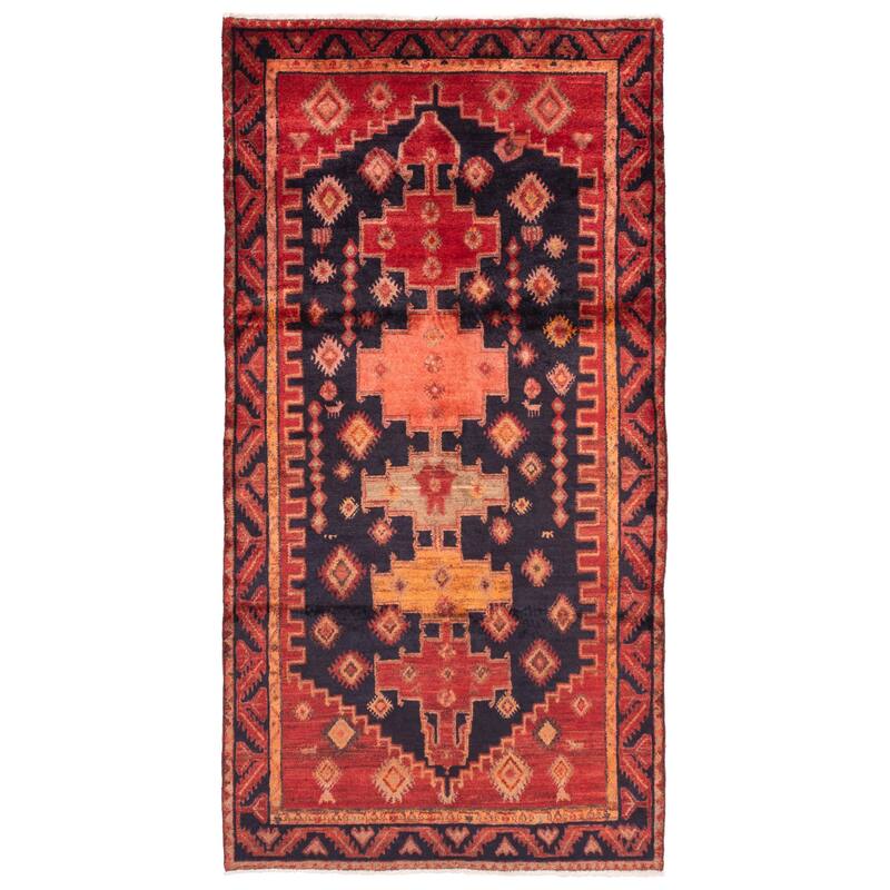 ECARPETGALLERY Hand-knotted Andelz Dark Navy Wool Rug - 4'9 x 9'2