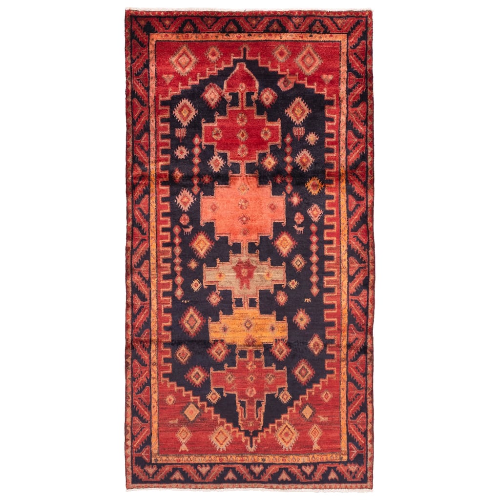 ECARPETGALLERY Hand-knotted Andelz Dark Navy Wool Rug - 4'9 x 9'2