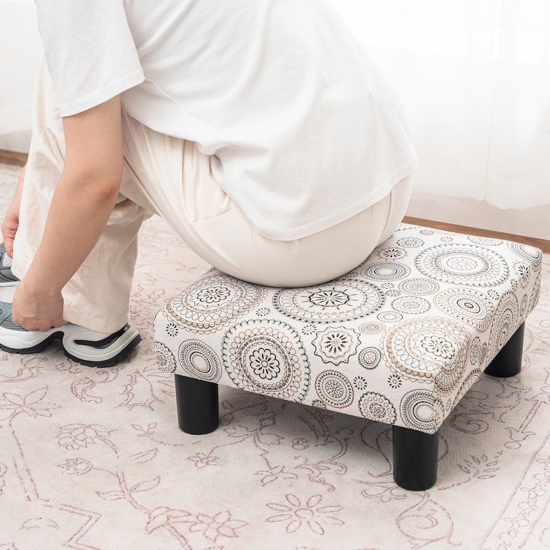 Adeco Ottoman Upholstered Fabric Footrest Pet Steps Dog Stair Stool