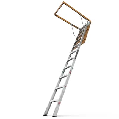 Aluminum Attic Ladder 350-pound Capacity 22 1/2" x 54" Opening 7-10ft Ceiling