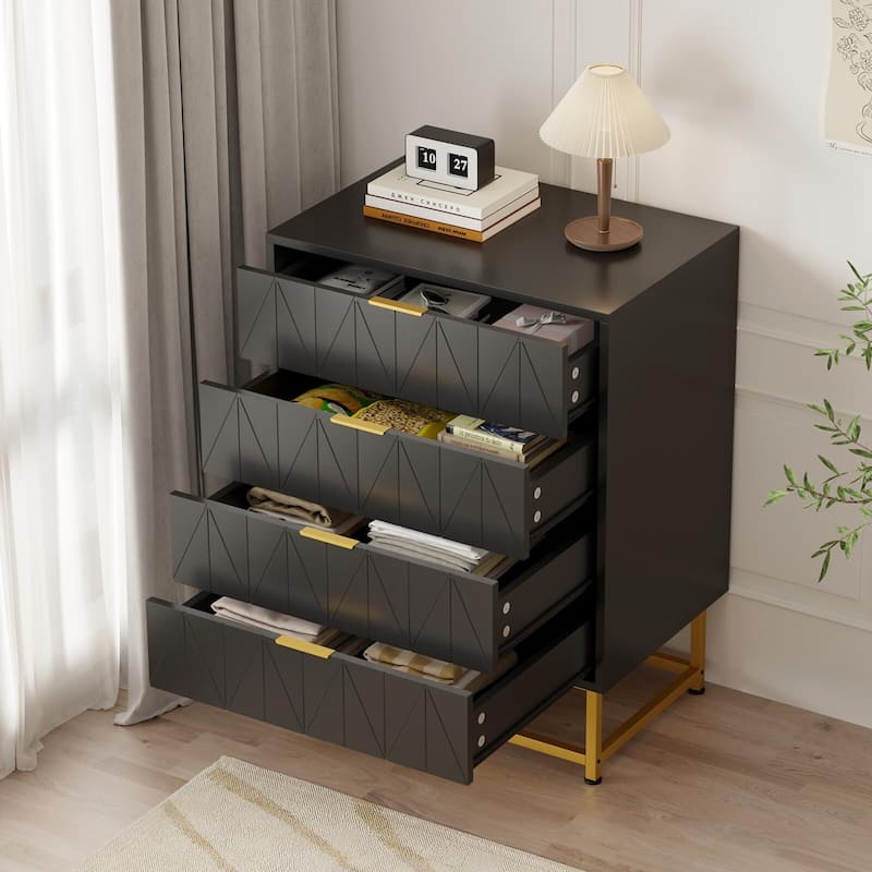 4-Drawer Fabric Dresser, with Wood Top