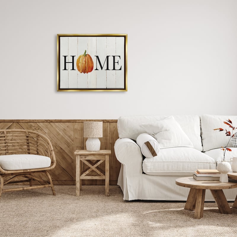 Stupell Rustic Home Pumpkin Framed Floater Canvas Wall Art Design by Carol Robinson