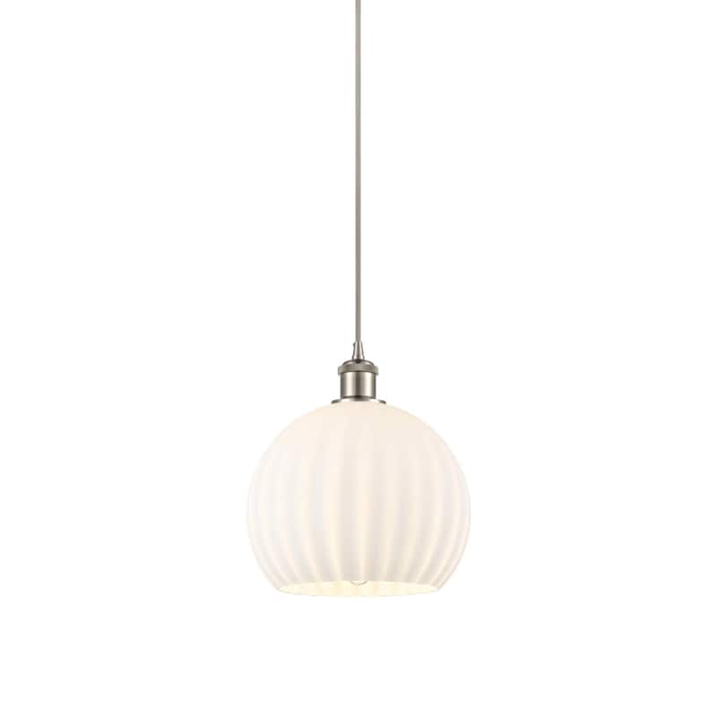 Innovations Lighting 516-1P-12-10 White Venetian Pendant White - Brushed Satin Nickel