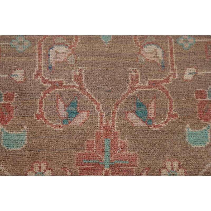 Brown Mahal Persian Vintage Runner Rug Handmade Wool Carpet - 3'4" x 9'3"