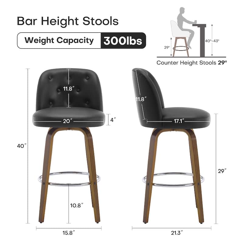 26"/29" Swivel Bar Stools/ Counter Stool with Bentwood Legs