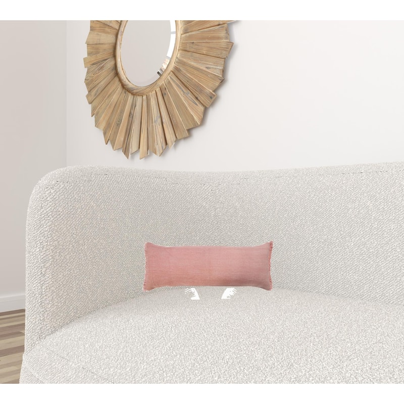 HomeRoots 14" X 36" Rose Pink 100% Cotton Zippered Pillow